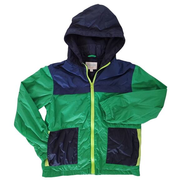 Gymboree Green & Blue Fleece Lined Lightweight Hooded Wind Breaker Boy's Size L - Picture 1 of 7
